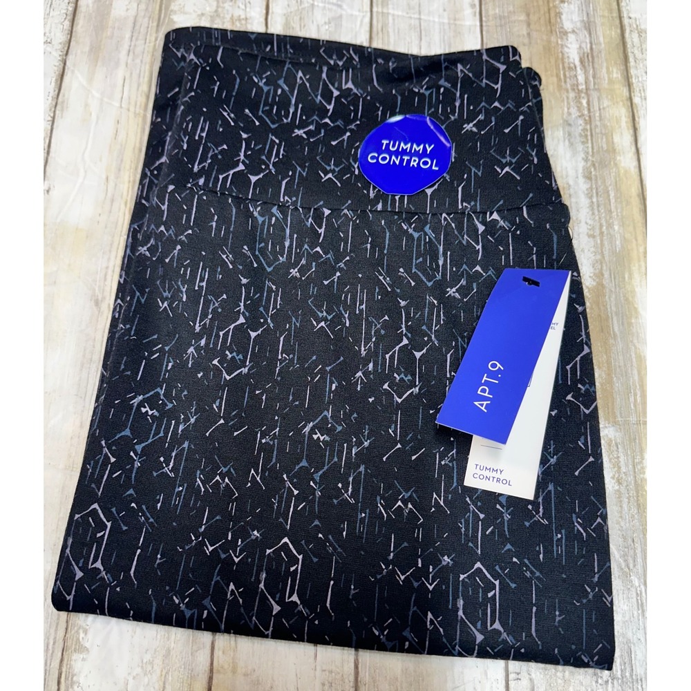 Apt 9 Tummy Control‎ Pencil Skirt Womens Medium Black Geometric Superstretch NEW